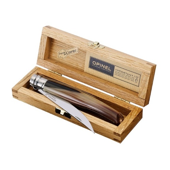 Нож филейный Opinel №10, нержавеющая сталь, рукоять светлый рог буйвола, деревянный футляр, 000711 000711 от прозводителя Opinel