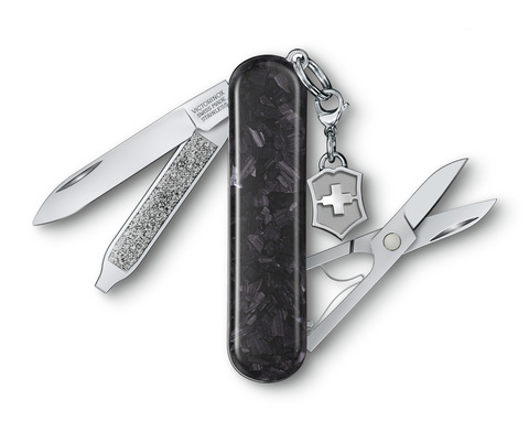 Нож-брелок Victorinox Classic Brilliant Carbon, 58 мм, 5 функций, черный/серебристый 0.6221.90 от прозводителя Victorinox