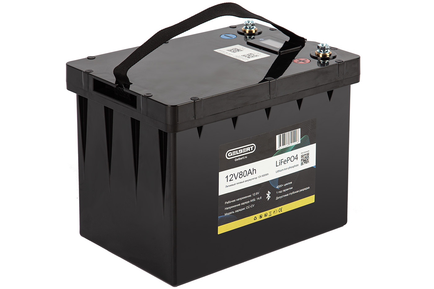 Аккумуляторная батарея литиевая Gelbert LiFePO4 (12V/80Ah/80А) BT/Display 176 от прозводителя Gelbert