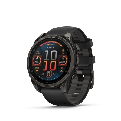Garmin Fenix 8 - 47 мм AMOLED | SAPPHIRE | Carbon grey DLC titanium with Black/pebble grey silicone band