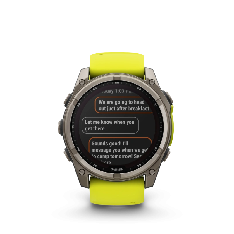 Garmin Fenix 8 - 51 мм SOLAR | SAPPHIRE | Titanium with Amp yellow/graphite silicone band