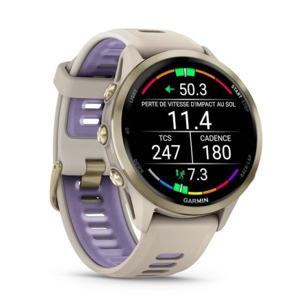 Garmin Forerunner 970 - | Soft Gold Titanium with French Grey Case and French Grey/Translucent Indigo Band