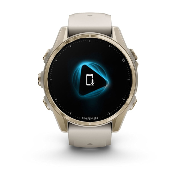 Garmin Fenix 8 - 43 мм AMOLED | Sapphire | Soft Gold with Fog grey/dark sandstone silicone band