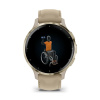 Garmin Venu 3s - 41 мм | Soft gold stainless steel bezel with French grey case and leather band