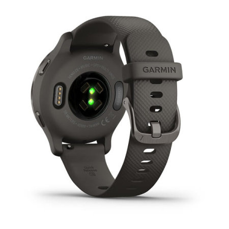 Garmin Venu 2s - 40 мм Премиум-функции | Slate Stainless Steel Bezel with Graphite Case and Silicone Band