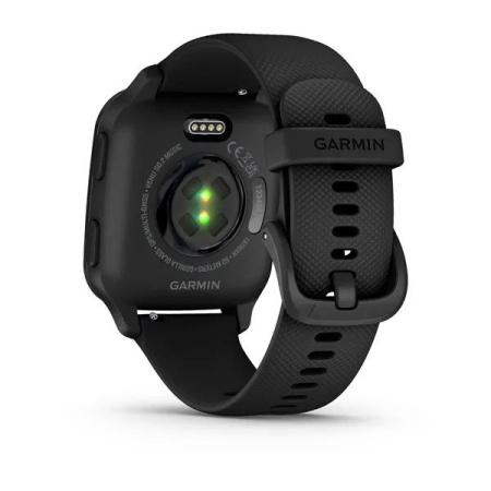 Garmin Venu Sq 2 - 40 мм Music | Премиум-функции | Slate Aluminium Bezel with Black Case and Silicone Band