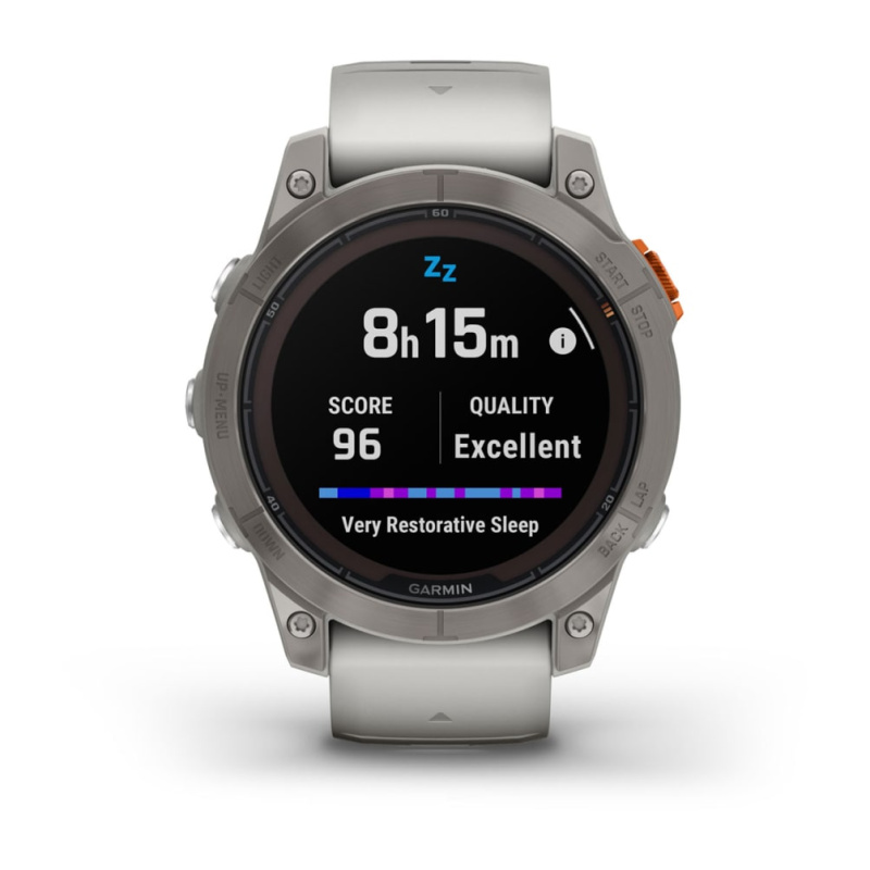 Garmin Fenix 7 Pro - 47 мм SOLAR | SAPPHIRE | Titanium with Fog Gray/Ember Orange Band