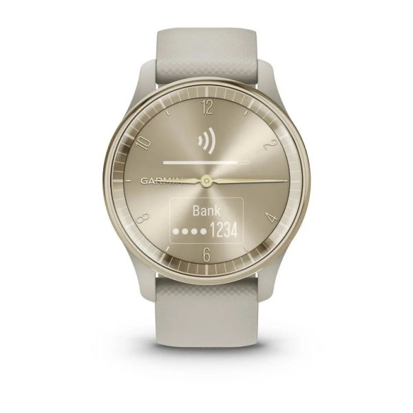 Garmin Vivomove Trend - 40 мм | Cream Gold Stainless Steel Bezel with French Grey Case and Silicone Band